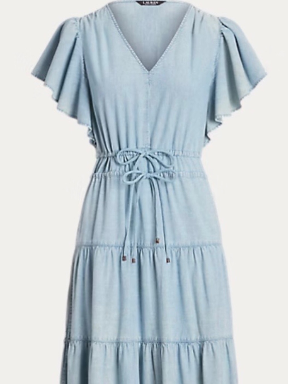 Lauren Ralph Lauren Tiered Chambray Maxi Dress Size 8